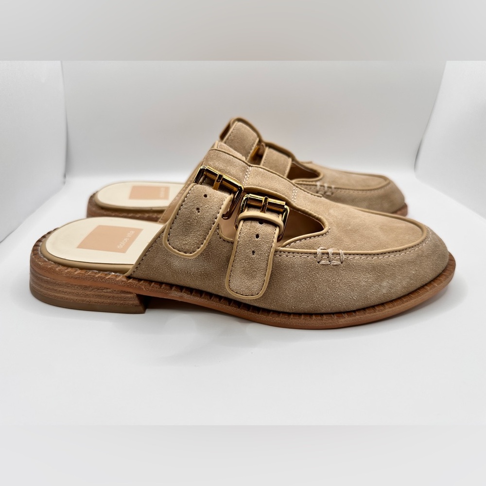Dolce Vita Haydee Double Buckle Mary Jane Mule Taupe Beige suede Size US 6.5